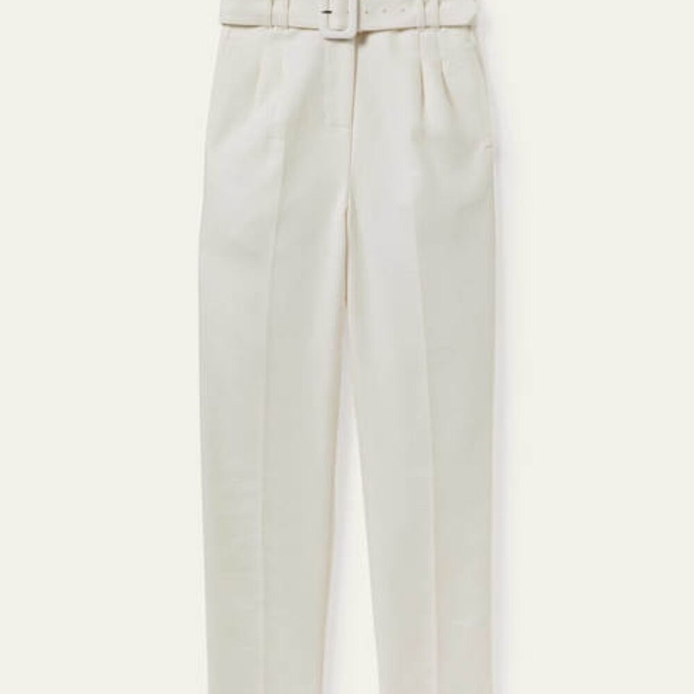 Boden | Carrie | High-Rise Belted Paperbag Ankle-Length Pants | Size 4R | Cream - Picture 5 of 10